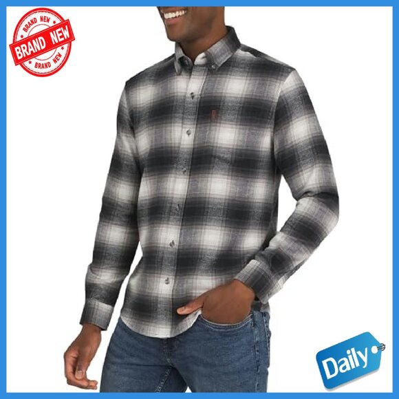 Classic Fit Long Sleeve Button Down Stretch Flannel Shirt - Picture 2 of 7